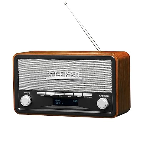 Denver DAB-18 - Radio analogica e digitale, DAB , FM. Bluetooth. Altoparlanti da 4 W. Schermo LCD. Nero, Legno